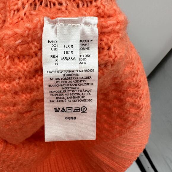 Anthropologie Orange Pullover Bia Mock Neck Tunic Cable Knit Sweater // S - Picture 9 of 12